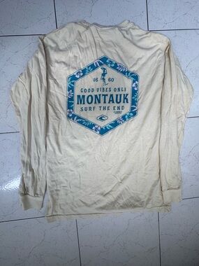 Comfort Colors Montauk Surf Long Sleeve Tee - Cream/Blue Graphic